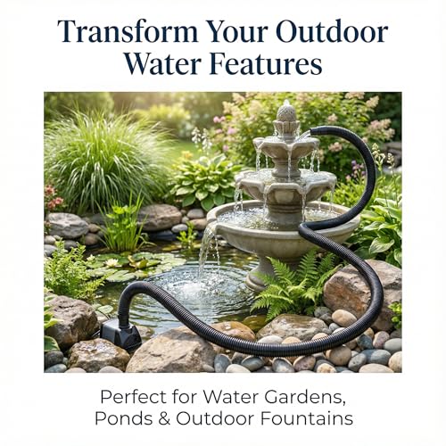 Corrugated Pond Tubing - Flexible, Kinkproof, Reinforced PVC Hose for Water Gardens, Pumps, Waterfalls & Aquaculture (20 Feet Black, 1.0 Inch)
