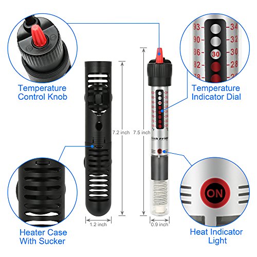 Aquarium Heater Fish Tank Heater Submersible 25 Watt, 1 Yr Warranty