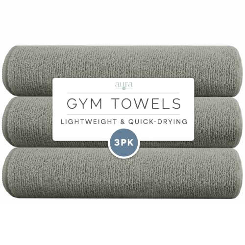 S&T INC. Microfiber Gym Towels, 3 Pack, 16" x 27", Dark Grey | Absorbent and Lightweight, Quick-Dry, Compact for Gym Bag, Yoga and Travel, Machine Washable - color: Grey
