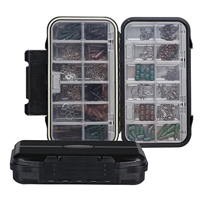 Goture Small Fishing Tackle Box Organizer with Waterproof Technology Fixed Compartments Clear Plastic Lure Bait Storage Case for Saltwater and Freshwater Anglers 7.71 x 4.44 x 1.81 Inches Black