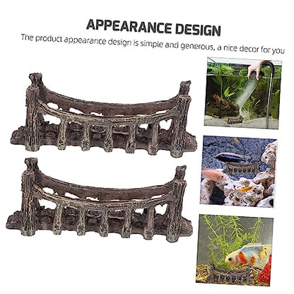 2pcs Simulated Suspension Bridge Decor Resin Craft Landscape Fish Tank Decor Aquarium Bridge Ornament Decoration