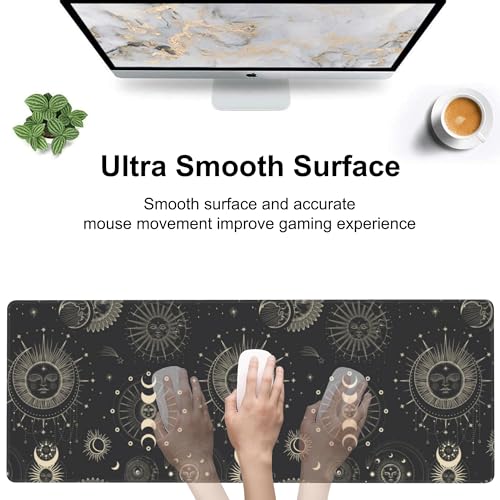 Phase of The Moon Desk Mat,Large Moon Phase Changes Gaming Keyboard Mouse Pad,Non-Slip Rubber Base Desk Pad Thick Stitched Edges Waterproof Mousepad Mouse Mat 31.5"x11.8" - color: Phase of the Moon