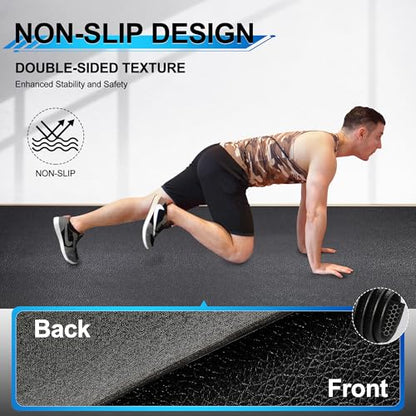 BesWin Large Exercise Mat 8' x 4'(6mm), Extra Thick Workout Mats for Home Gym Flooring, High Density Non-Slip Gym Mats Fitness Mat for Cardio, Weights, Jump Rope, Fitness - Use With or Without Shoes