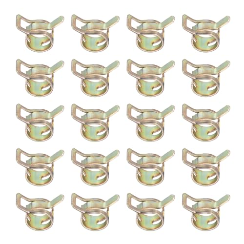 PATIKIL Spring Band Hose Clamps for 10.5-11.2mm OD Hose, 20 Pack Silicone Vacuum Constant Tension Band Clips for Fuel Line Silicone Air Hose Tube Water Pipe, Gold