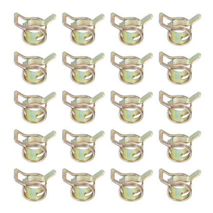 PATIKIL Spring Band Hose Clamps for 10.5-11.2mm OD Hose, 20 Pack Silicone Vacuum Constant Tension Band Clips for Fuel Line Silicone Air Hose Tube Water Pipe, Gold
