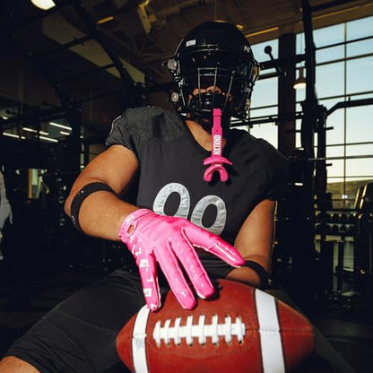 Nxtrnd Two Pro Football Mouth Guard, Permanent Strap, Fits Adult & Youth (Pink) - color: Pink Pro