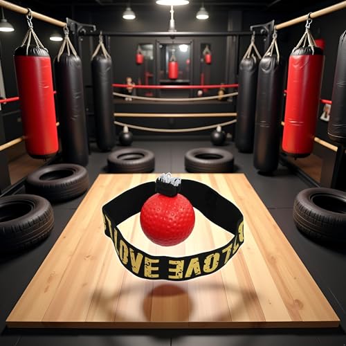 Boxing Ball Equipment - Boxing Training Ball, Boxer Reflex Ball, Boxing Reflex Ball Headband Set, Beginners Friendly Reflex Ball Headband, Boxing Trainer Boxing Gym Equipment Other Sports - color: Red