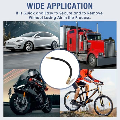 Tire Inflator Extension Tube Tyre Pump Quick Inflation Chuck Adapter Hose Quick-Inflation Clip Connector High-Pressure Tube Car Motorcycle Maintenance Accessories