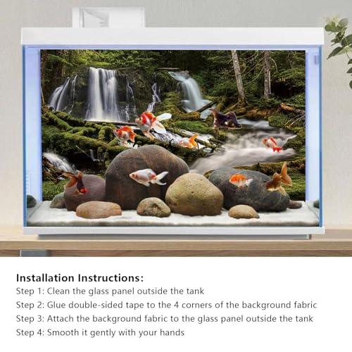 YongFoto Fish Tank Background 24x12 inch Forest Lakes Rivers Mountains Nature Scenery Polyester Backdrop Reptile Habitat Terrarium Aquarium Background - color: Green-4, size: 24x12in/60x30cm