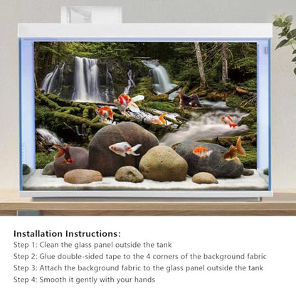 YongFoto Fish Tank Background 24x12 inch Forest Lakes Rivers Mountains Nature Scenery Polyester Backdrop Reptile Habitat Terrarium Aquarium Background - color: Green-4, size: 24x12in/60x30cm