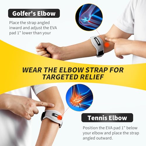 CAMBIVO 2 Pack Tennis Elbow Brace Strap for Tendonitis, Light Gray - color: Light Gray, size: 2 Count (Pack of 1)