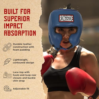 Ringside Competition Boxing Muay Thai MMA Sparring Head Protection Headgear with Cheeks - color: Red/White/Blue, size: Small
