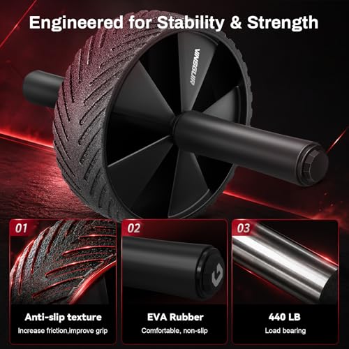 Ab Roller Wheel for Home Gym, Core Strength Workout Equipment for Men Women