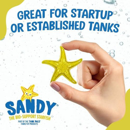 Sandy The Bio-Support Starfish - 1 Pack, Yellow- Promotes A Healthy Balanced Aquarium Ecosystem, Probiotic Growth, Tank Environment Control - style: 1 Pack