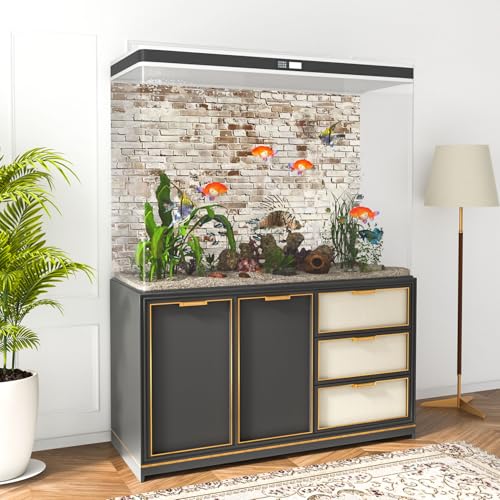 AWERT 36x24 inches Brick wall Aquarium Background Vintage Stone Brick Fish Tank Background Polyester Terrarium Background