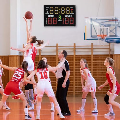 M METERXITY Electronic Basketball Scoreboard Interval Timer Count Clock | Wall Clock Digital, with Remote, Apply to Indoor Gym Game Fitness