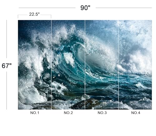Cliouar-Ocean Wave Mural Wallpaper Peel and Stick 90" x 67"