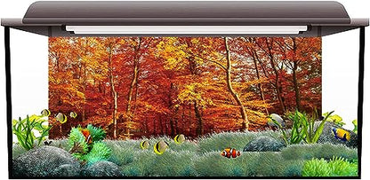 AWERT 48x20 inches Fall Leaf Forest Terrarium Background Autumn Maple Leaf Woodland Reptile Habitat Background Rural Natural Landscape Aquarium Background Vinyl Background - size: 48x20in/120x50cm