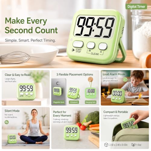 Antonki 2 Pack Digital Timer for Kids Classroom Kitchen Timers for Cooking - color: 2 * Amazing Macaron ( 98%+choice for Kids )