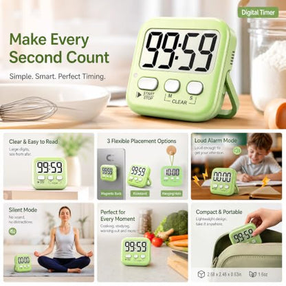 Antonki 2 Pack Digital Timer for Kids Classroom Kitchen Timers for Cooking - color: 2 * Amazing Macaron ( 98%+choice for Kids )