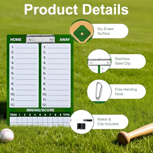 Baseball Lineup Board, Double-Sided Magnetic Coaching Clipboard - style: BaseballBoard-Small