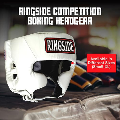 Ringside Competition Boxing Muay Thai MMA Sparring Head Protection Headgear with Cheeks - color: White, size: Large