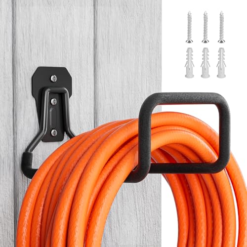 Garden Hose Holder: Hose Hanger Wall Mount Metal for Outside - Heavy Duty Water Reel Organizer - Sturdy Durable Storage Rack with Hook Ideal for Garden Yard Garage Lawn - color: A-1 Pack