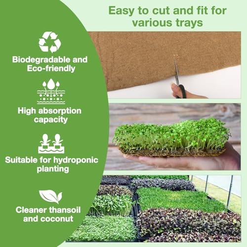 10 Pack 1020 Seed Starting Trays with 12 Hemp Grow Mats - Extra Thick Microgreens Growing Kit, 21 x 11 x 2.5 Inch Plant Trays with Hydroponic Grow Pads for Wheatgrass, Sprouts, Organic Gardening - size: 20in-10P with 12 Mats