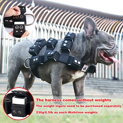 Weighted Tactical Dog Vest, No Pull Harness Symmetric Weight Pockets for Muscle & Weight Loss, Fit Pitbull GSD Husky, Heavy Nylon Service Harness Black - size: Dog's Waist 19.5"-24.5" | VEST ONLY