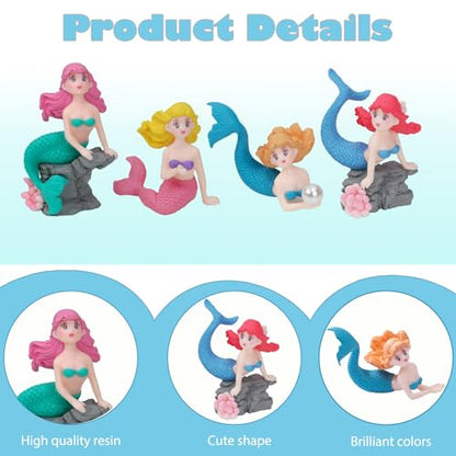 28pcs Mini Resin Animal Models,Mermaid Figurine Ornament Set, for Mermaid Aquarium Decor Classroom Treasure Chest Toys Miniature Dollhouse Decoration Cake Decorations