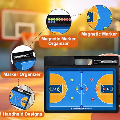 Basketball Coaching Board, Double-Sided Magnetic Tactics Clipboard