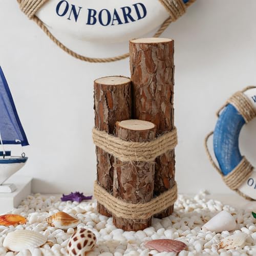 Driftwood Table Decor Beach Driftwood Decor Summer Ocean Themed Rustic Sign Piling Farmhouse Coastal Nautical Coastal Centerpieces for Fish Tanks Kitchen Dining Shelf Garden Home Decorations