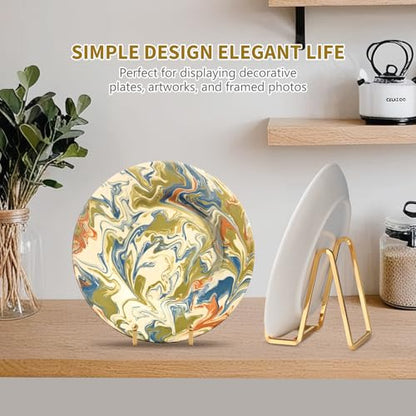 Plate Holder Easel Display Stand - 6 inch Metal Plate Stands for Display - Tabletop Picture Stand - Gold Iron Easels for Display Pictures | Photo Frames | Book | Decorative Plates | Plaque - 2 Pack - size: 6 inch-2