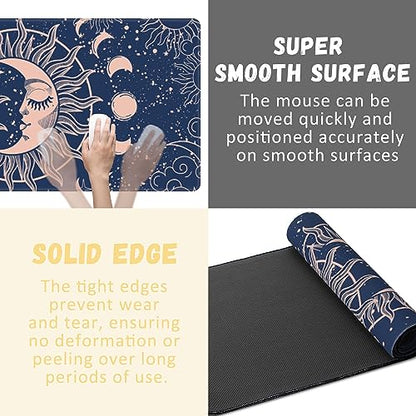 Large Mouse Pad Magic Moon and Sun Extended Gaming Mouse Pad Non-Slip Desk Mat with Stitched Edge Laptop Computer Keyboard Mousepad for Office Home 35.4" x 15.7" - color: Magic Moon and Sun