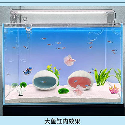 Aquarium Shell Shape Ceramic Cave Decoration, Fish House Conch Thematic Ornament for Betta Fish Passing or Hiding, Betta Tank 5.1inch Fish Tank Decoration (Pink, M)