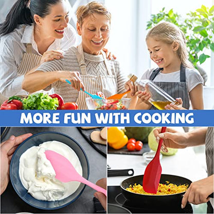 16 Piece 11 Inch Silicone Spatula Set Rubber Spatula Heat Resistant Seamless One Piece Design Non-stick Flexible Scrapers Baking Mixing Tool Dishwasher Safe, 6 Colors