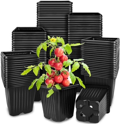 100Pcs Square Plant Nursery Pots,3.5 Inch Plastic Pots with Drainage Holes,Reusable Seed Starter Pots for Flowers,Vegetables,Garden Planting,Transplanting,Succulents,Cuttings(Black) - color: 100pcs Black