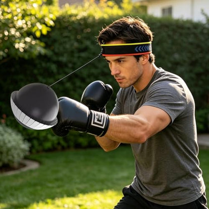 Boxing Reflex Ball - Adjustable Headband Punching Trainer | Speed Reaction Training Balls | Fitness Reflex Training Equipment | Boxing Speed Ball Set With Pump For Home Gym Outdoor Workout Kids Adults - color: Black