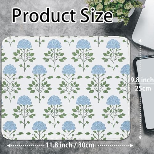 Hydrangea Mouse Pad Moss Blue Flroal Small Mousepad for Laptop Desk, Flower Cute Mouse Pad for Computers Aesthetic, Hydrangea Office Desk Accessories for Office Women 11.8x9.8