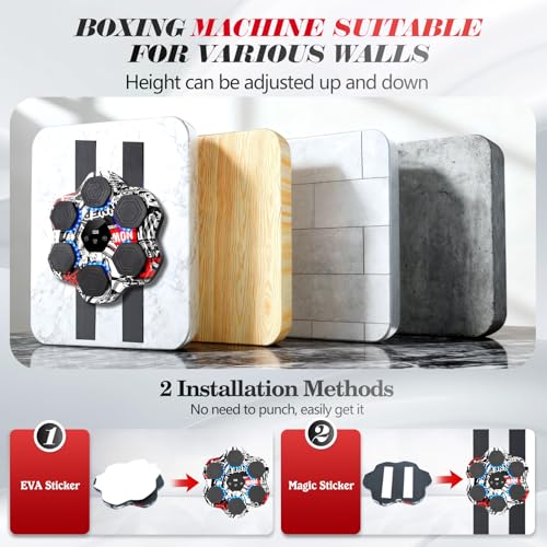Music Boxing Machine, Smart Bluetooth Boxing Machine with Gloves, Wall Mounted Electronic Punching Machine for Adults Kids, 9 Modes 9 Speeds, LED Counting for Home Gym, Stress Relief Gift