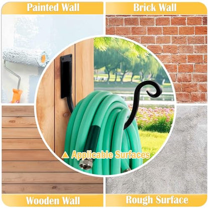 Hose Holder Wall Mount （Metal/8-Inch） Heavy-Duty Garden Hose Hanger Outdoor, Hand-Forged Hose Rack Mount - color: A-1PC