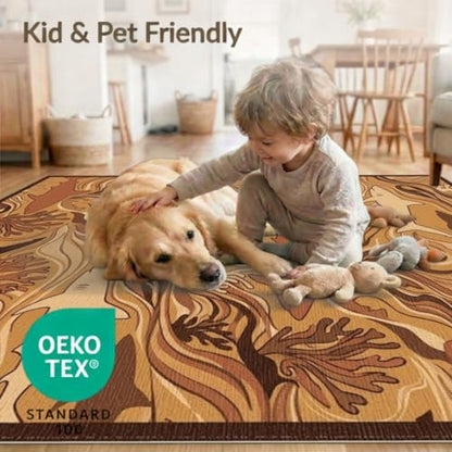 8'x10' Washable Flatwoven Rug, Beige Modern Shark Stain Resistant Extra Large Carpet for Dining Room, Large Office, Lounge, Non-Slip Chair-Friendly Mat | Ref:2067563 - color: Beige/Pattern 25, size: 8' x 10' (Rectangular)