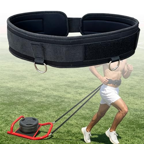 Weighted Training Waist Belt for Pulling Sled and Tires,Weight Sled Pulling Strap,Sled Trainer Pull Leash of Sled Harness,Pulley Strap for Strength Speed Agility Training - style: Waist Belt