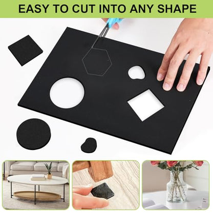 8 Pcs Adhesive Foam Padding Sheets 4” X 4” X 1/8”/3mm Thick,Black Closed Cell CR Foam Pads Anti-Slip,Neoprene Rubber Pad Self Stick for Furniture Protection,Containers,Halloween Decor,