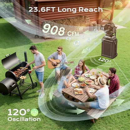 4 Gal Large Misting Bucket Fan Portable, 40000mAh Rechargeable Mister Fan with Retractable Handle & Oscillating Camping Fan for Patio/Beach/Fishing/Golf/Travel Essentials - color: Black
