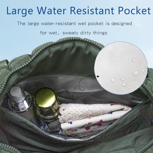 Quilted Gym Bag for Women,Duffle Bag for Travel with Wet Pocket,Carry on Weekender Bags for Women,Travel Bag with Shoe Compartment(Green) - color: Green