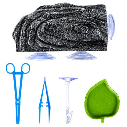 Turtle Basking Platform with Suction Cups,Baby Tortoise Climbing Ramp Rock,Turtle Tank Accessories,Reptiles Resting Terrace for Bearded Dragon Aquatic Frog Hermit Crab gecoks Lizard
