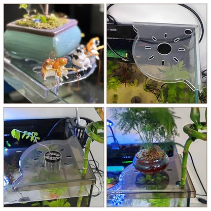 6 PCS/Set Aquarium Plant Holder, Corner Fish Tank Plant Holder for Rimless Aquarium, Acrylic Aquariums Plants Shelf for Aquatic Plants, Fish Tank Decor and Organizer