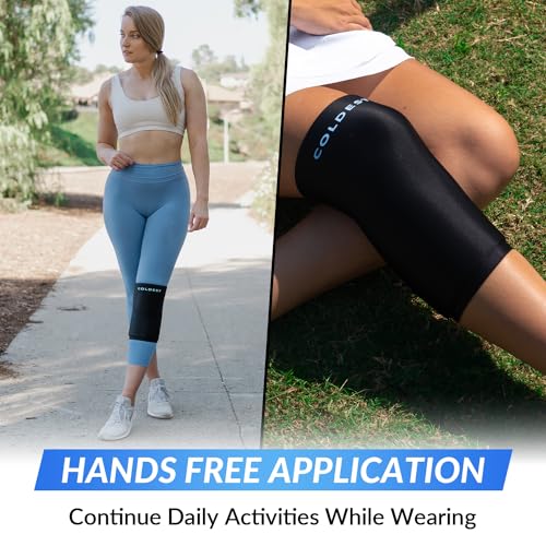 Coldest Knee Ice Pack 360 - Knee Pain Relief Compression, Reusable Gel Ice wrap for Leg Injuries, Swelling, Knee Replacement Surgery, Cold Compress Therapy (Medium) Black - size: Medium