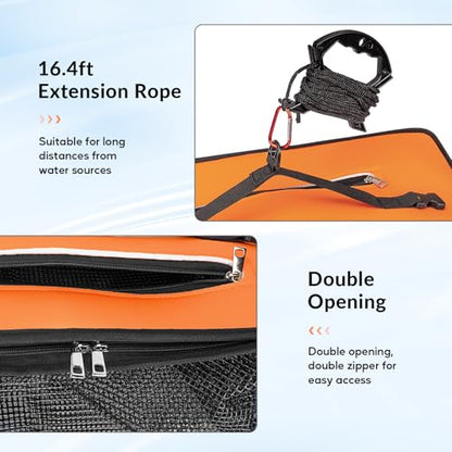 Floating Fish Basket for Live Caught, 10/15 Gallons Foldable Fishing Holder Minnow Bucket Portable Collapsible Fishing Net Storage Cage for Live Fish Bait Live Well